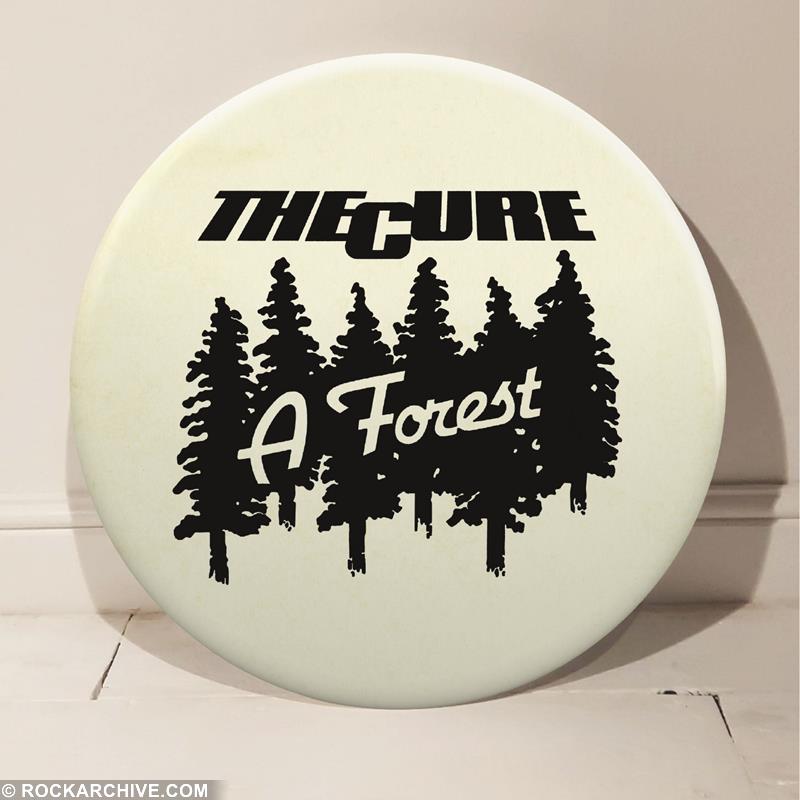 The Cure giant pin badge design for The Forest created by artist Tony Dennis AKA Tape Deck Art
