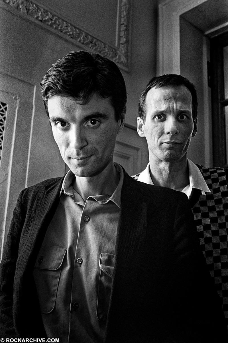 David Byrne and Adrian Belew, Talking Heads in Boston, USA in 1981 photographed by Michael Grecco