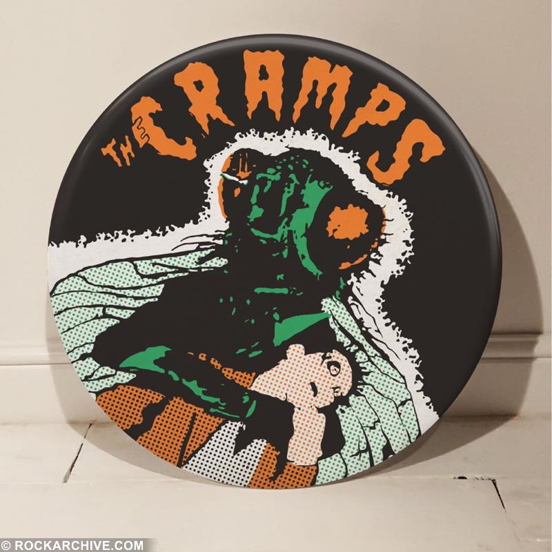 The Cramps giant pin badge designed by Tony Dennis AKA Tape Deck Art