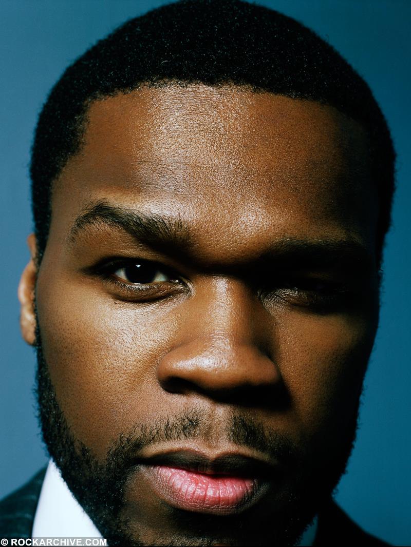 Limited edition colour print of a close up of 50 Cent in 2008.