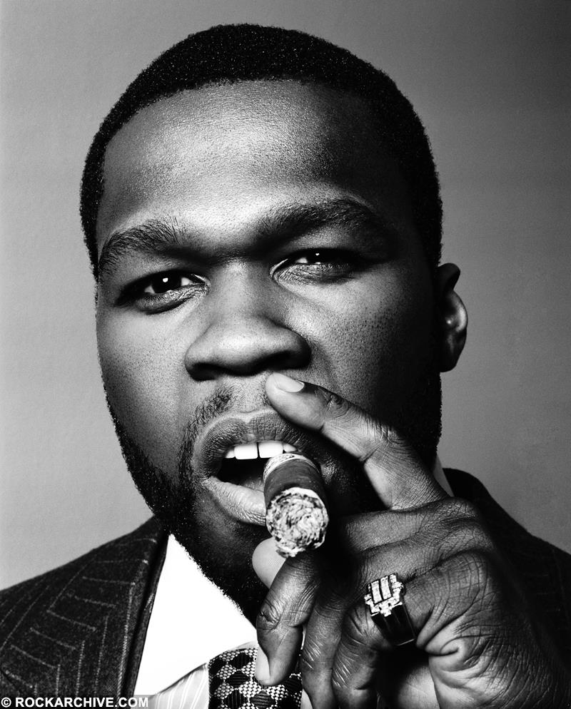 Limited edition print of 50 Cent smoking a cigar in 2008.