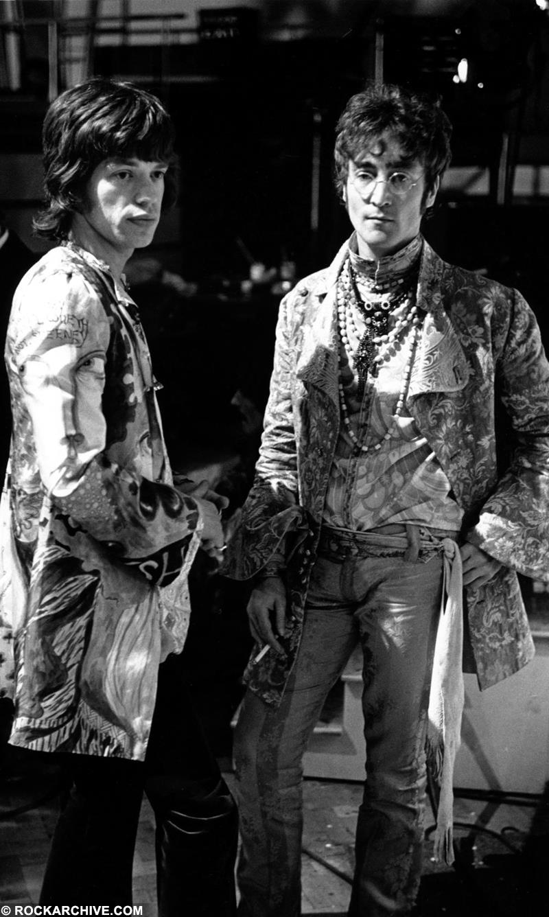 Limited edition print of John Lennon stood alongside Mick Jagger in 1967.