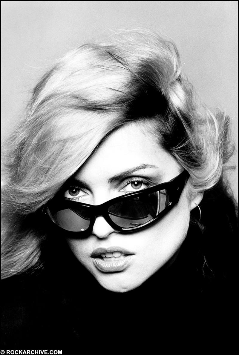 A limited edition Rockarchive print of Debbie Harry, Blondie wearing sunglasses.