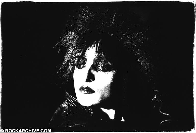 Limited edition print of a Siouxsie Sioux portrait shot in hard black and whites.