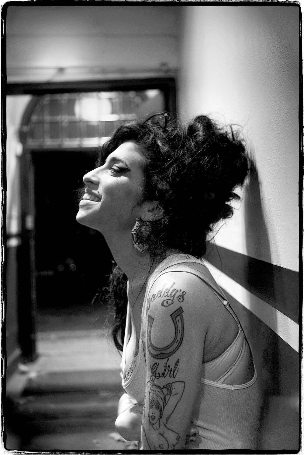 Amy Winehouse photographed backstage by Jill Furmanovsky at the Union Chapel, Islington London 2006 