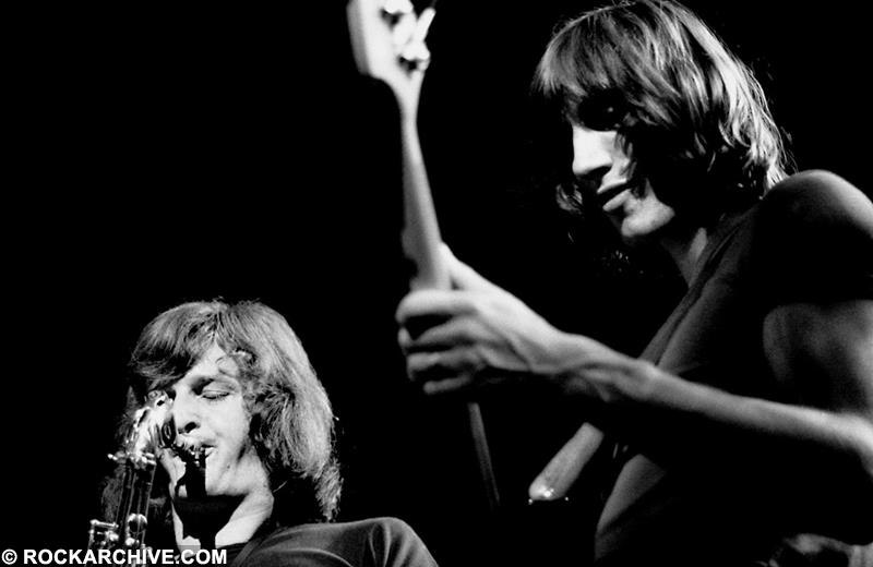 A Rockarchive limited edition print of Roger Waters alongside saxophonist Dick Parry.