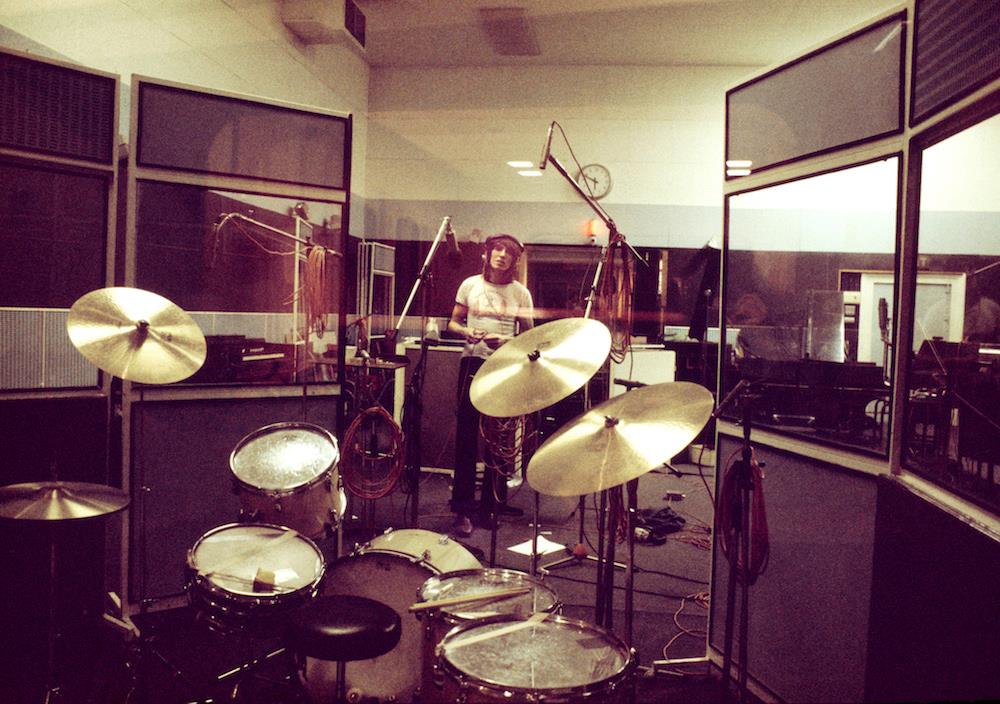 A Rockarchive limited edition colour print of Roger Waters stood in a studio during the recording of Pink Floyd's Wish You Were Here.