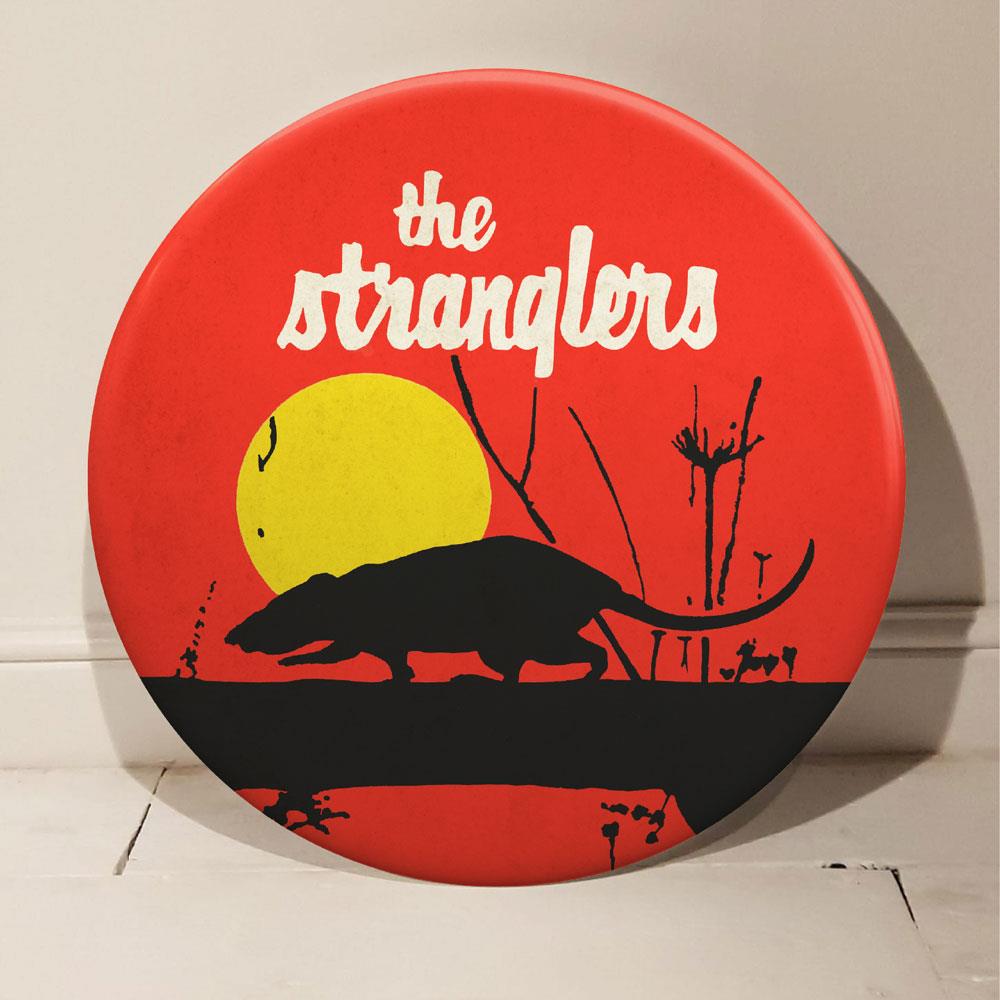 The Stranglers giant pin badge designed by artist Tony Dennis AKA Tape Deck Art