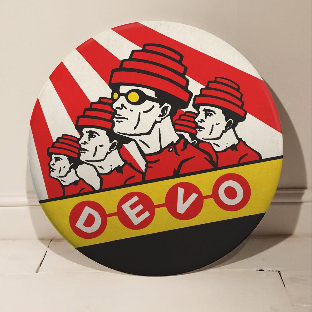 Devo Giant Vinatge Pin Badge by artist Tony Dennis AKA Tape Deck Art