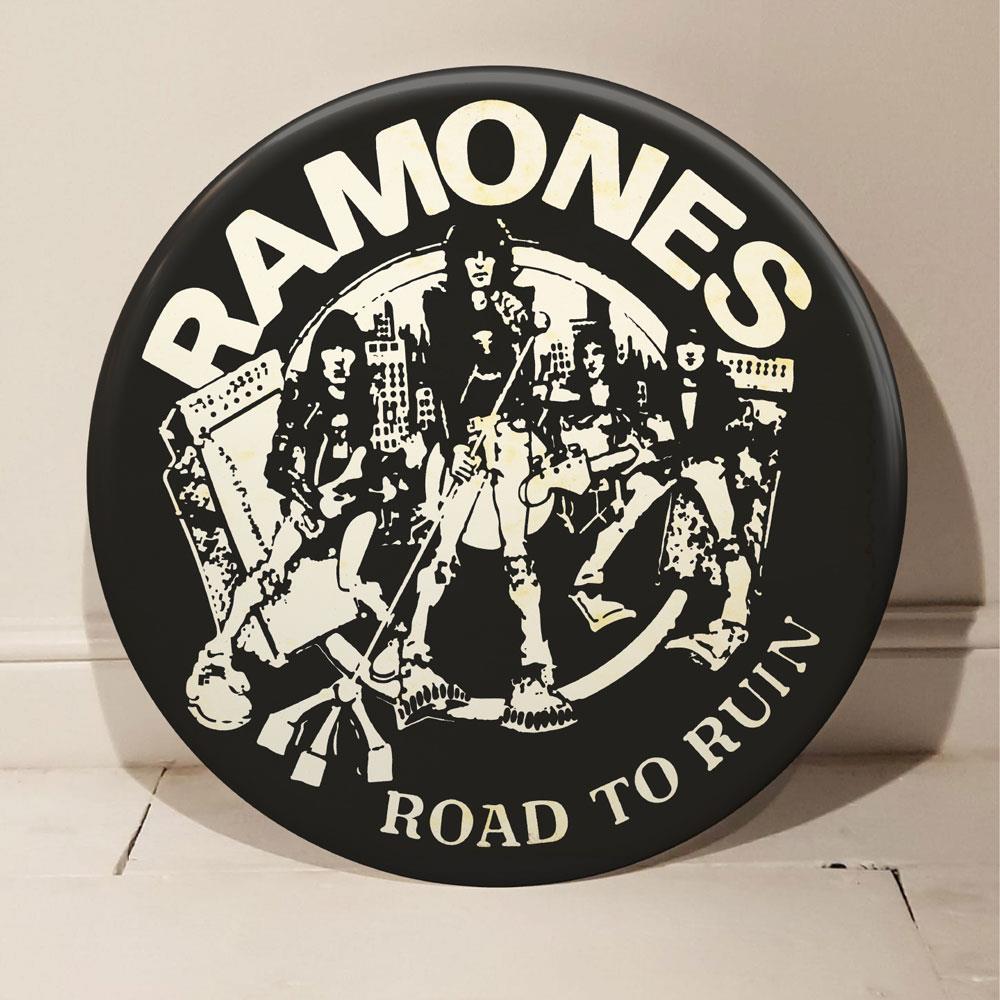 Ramones giant vintage pin badge designed by artist Tony Dennis AKA Tape Deck Art