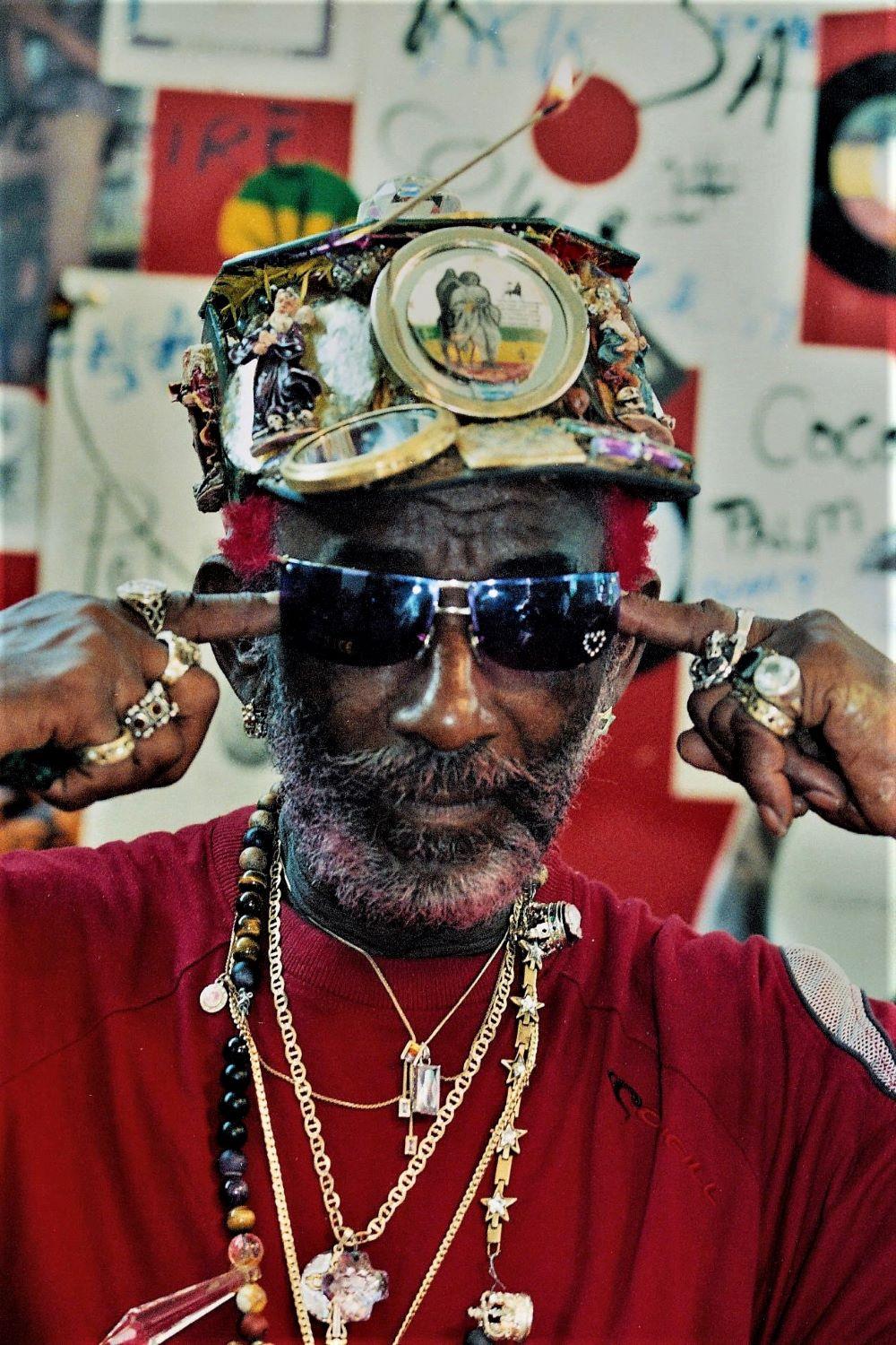 Lee Scratch Perry at Meltdown Festival. London in 2003 photographed by Mark Mawston 