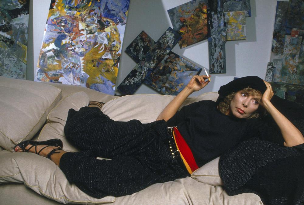 Joni Mitchell in her LA studio in 1985 photographed by Brian Aris