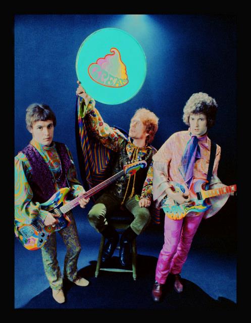 Jack Bruce, Eric Clapton and Ginger Baker of Cream featured in a 1967 promo shot.
