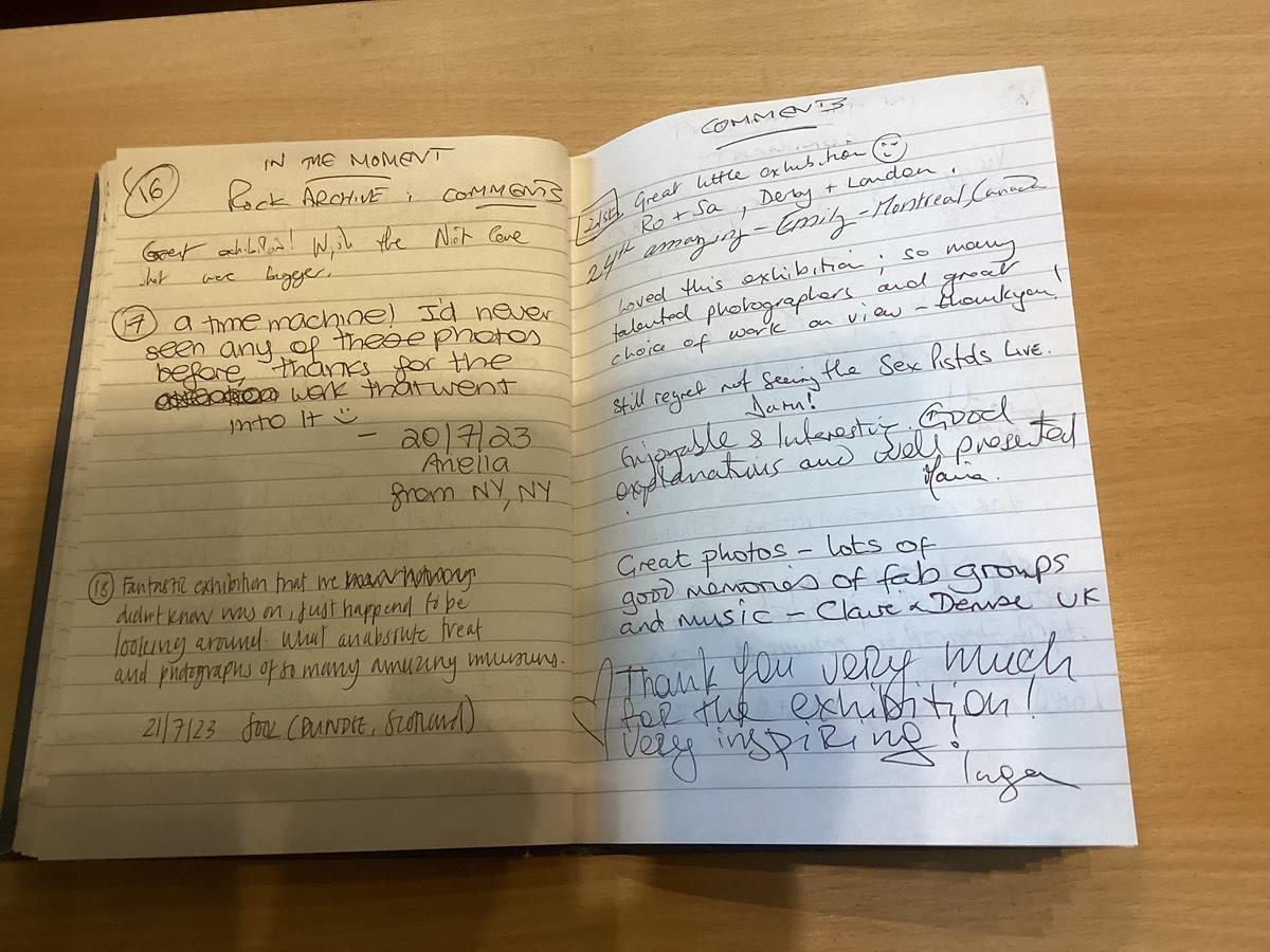 Museum Comment Book Examples In the Moment: The Art of Music Photography Exhibition Extended