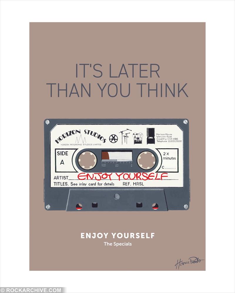 Cassette artwork by Horace Panter featuring lyrics from Enjoy Yourself by The Specials