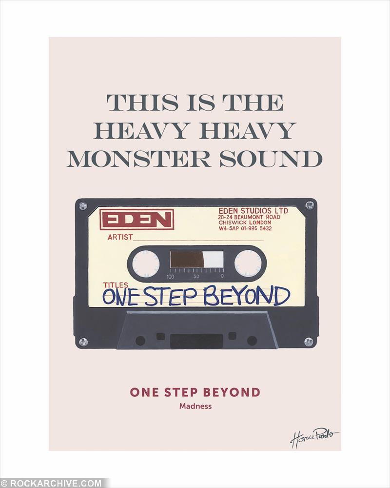 Cassette artwork by Horace Panter featuring lyrics from One Step Beyond by Horace Panter