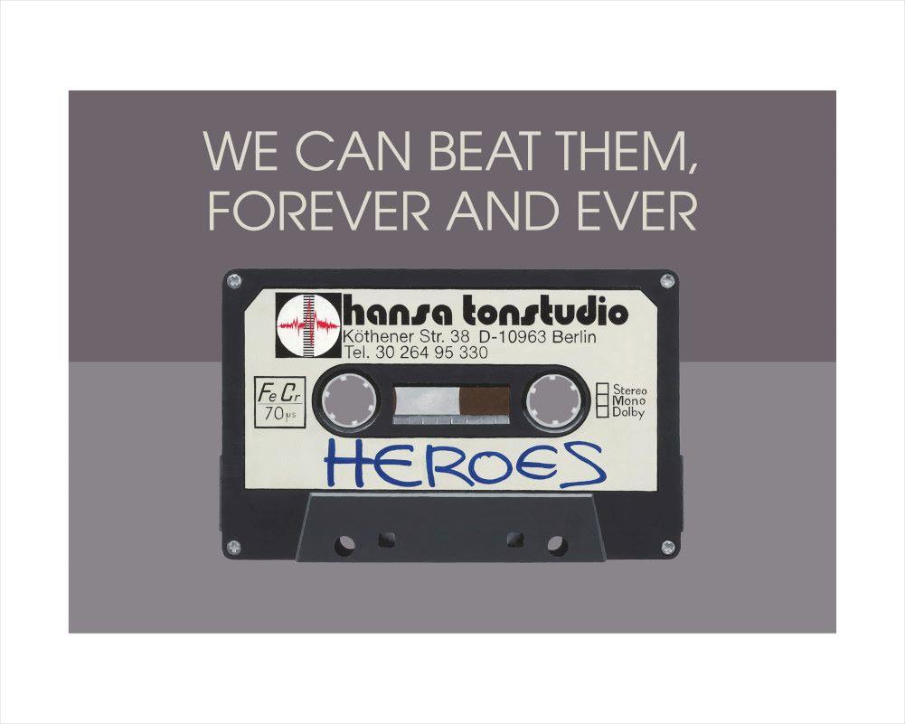 Horace Panter print of David Bowie's 'Heroes' cassette tape.