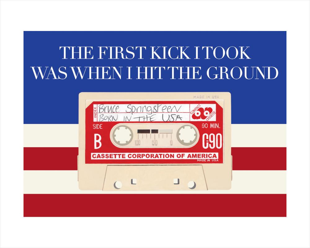Horace Panter print of Bruce Springsteen's 'Born in the USA' cassette tape.