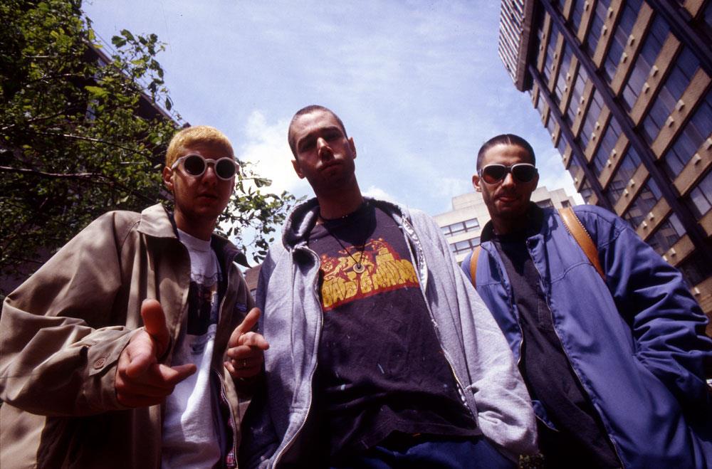 A limited edition colour print of the Beastie Boys stood by some London tower blocks in 1993.