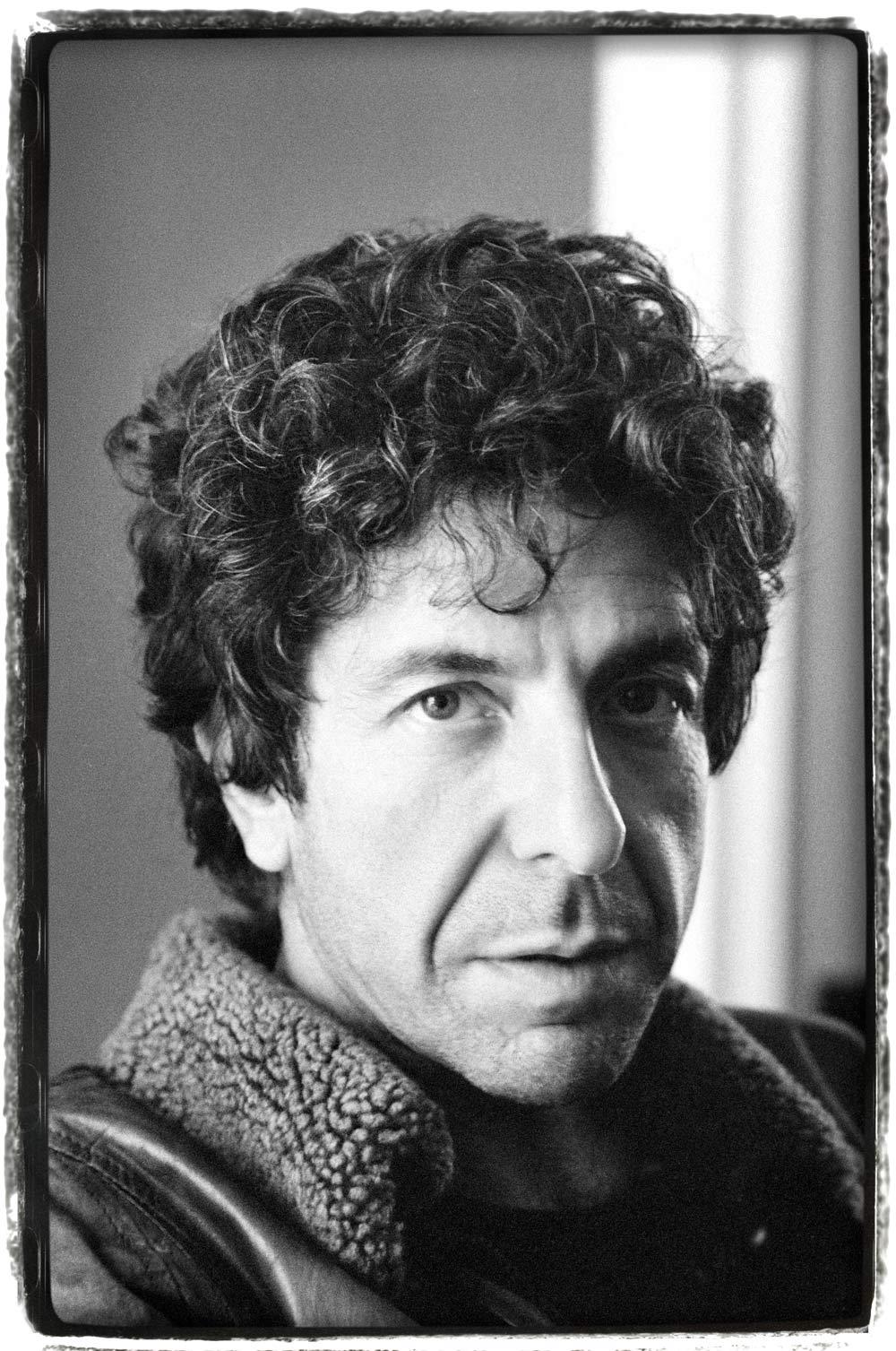 A limited edition print of a close up portrait of Leonard Cohen shot in London in 1979.