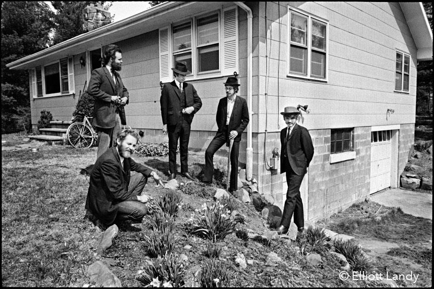 A limited edition print of The Band stood outside the Big Pink house in New York State.