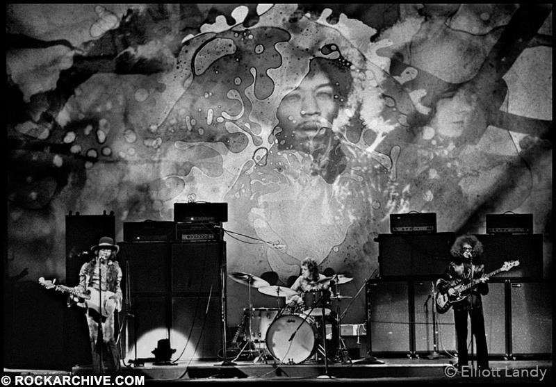 A limited edition print of the Jimi Hendrix Experience performing onstage.