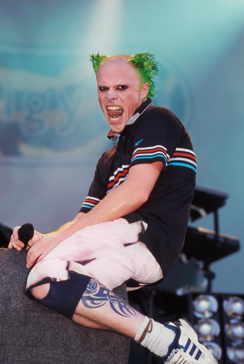 A limited edition colour print of Keith Flint from Prodigy shouting at the camera.