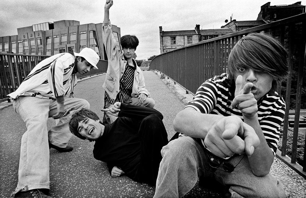 A limited edition Rockarchive print of the Stone Roses messing around in Glasgow in June 1989 after their Rooftoop gigs. 