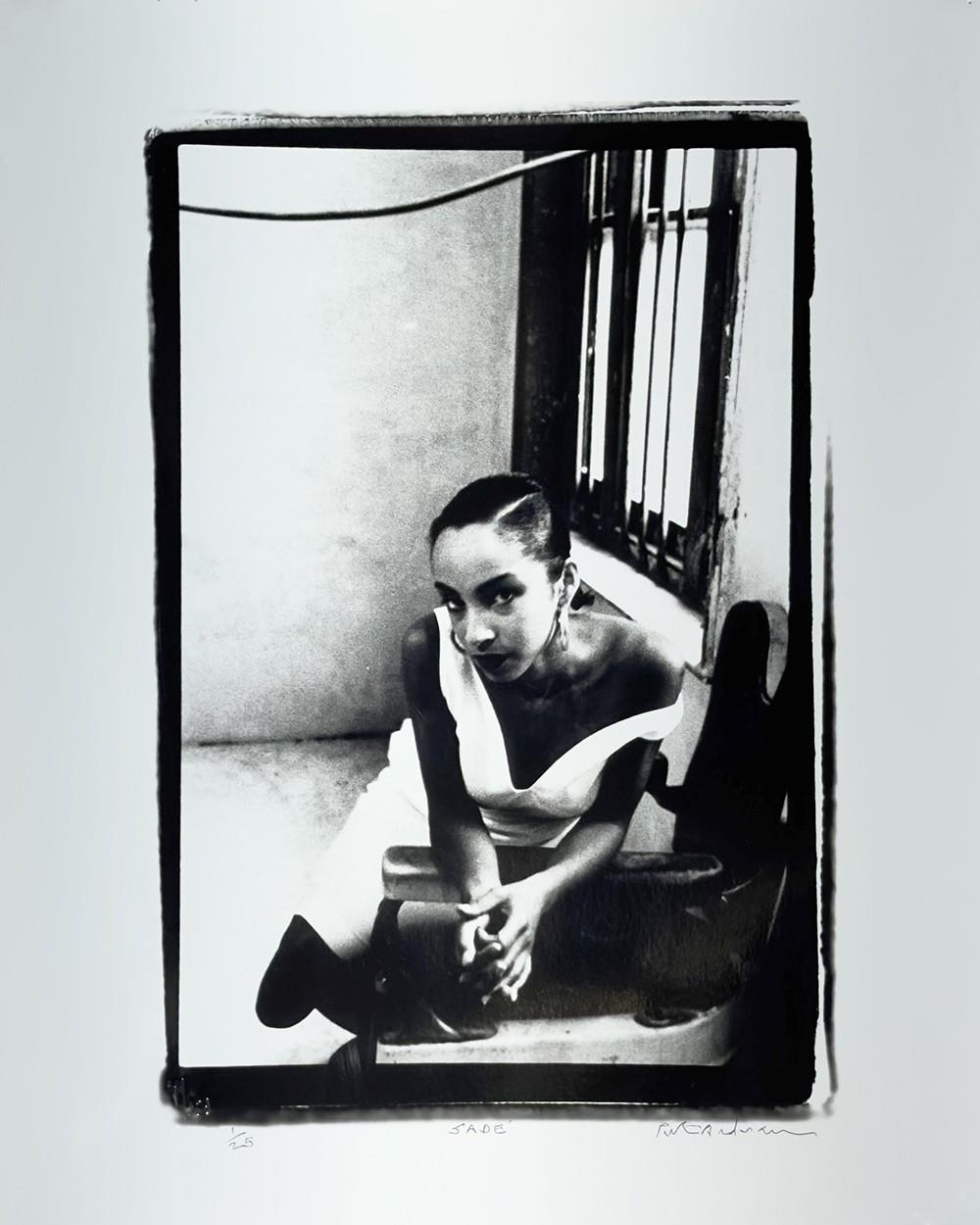A limited edition print of Sade sat in a London studio in 1985.