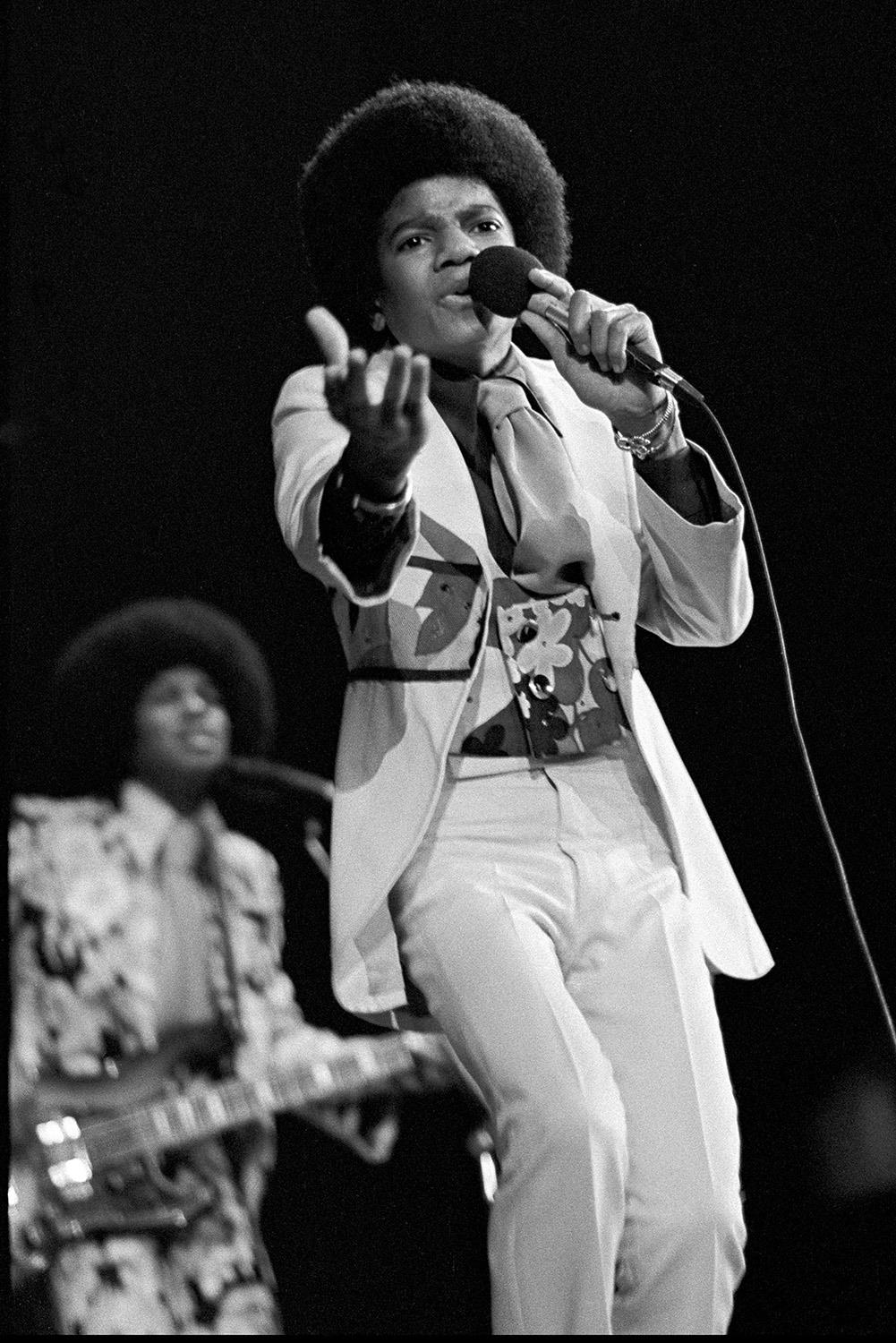 A Rockarchive limited edition print of Michael Jackson singing at Wembley Empire Pool in 1972.