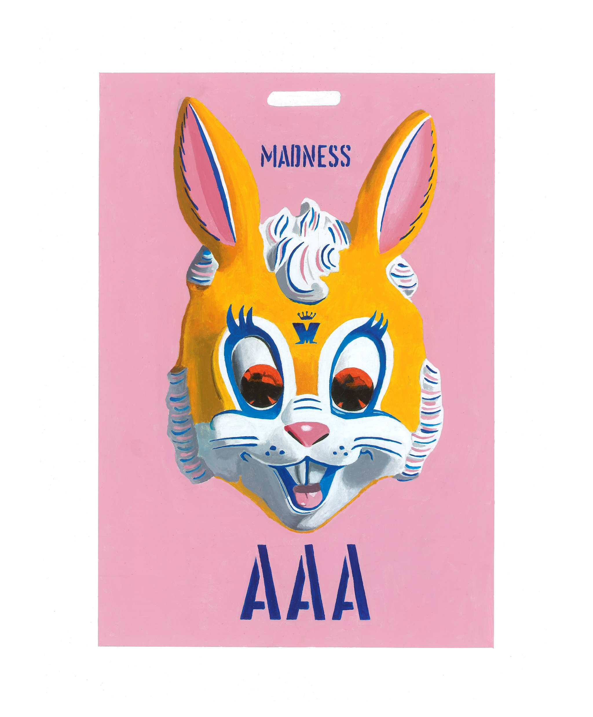 A limited edition print of a Horace Panter pop art painting of a Madness AAA tour pass featuring a rabbit.