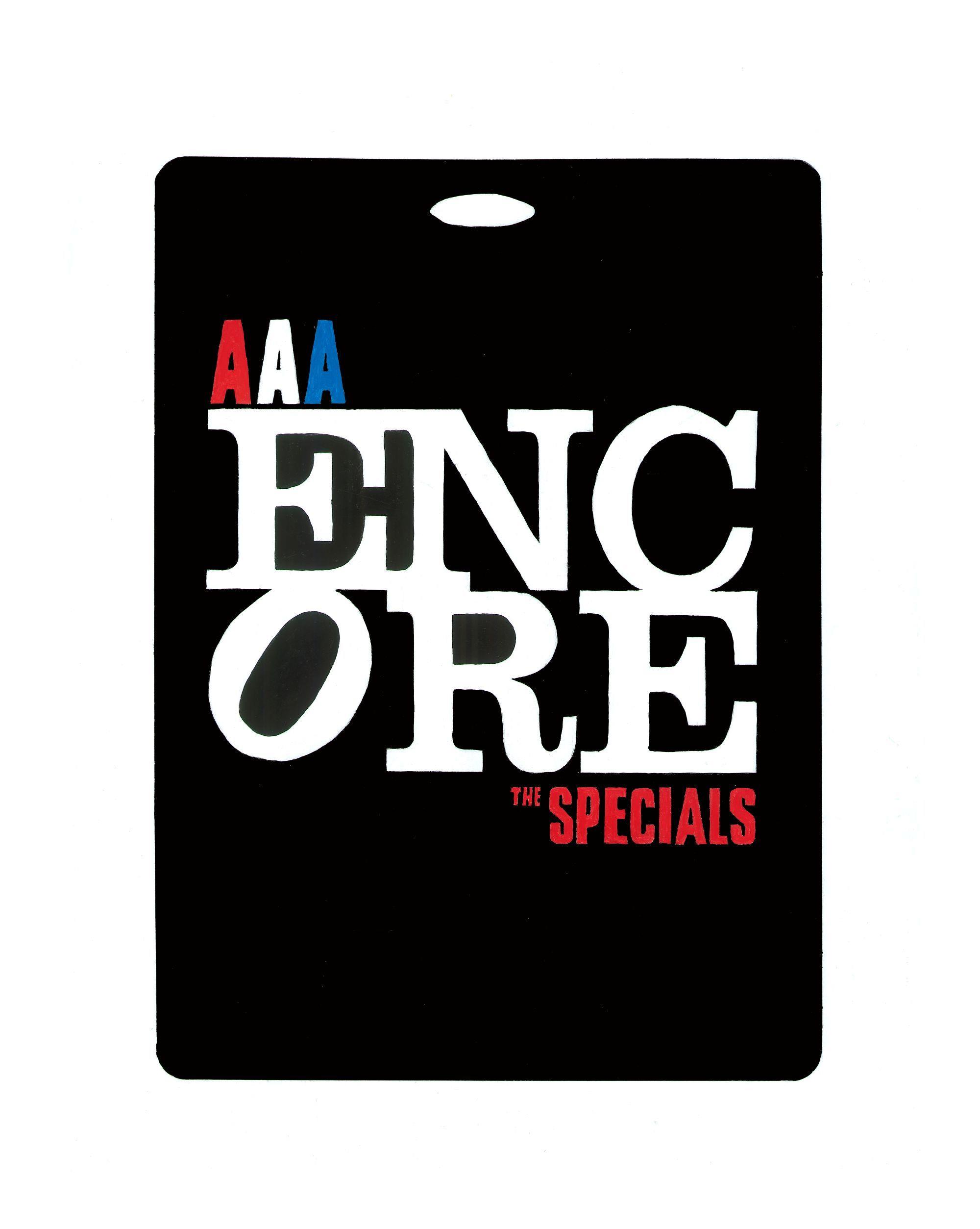 A limited edition print of a Horace Panter painting of a Specials AAA Encore tour pass.