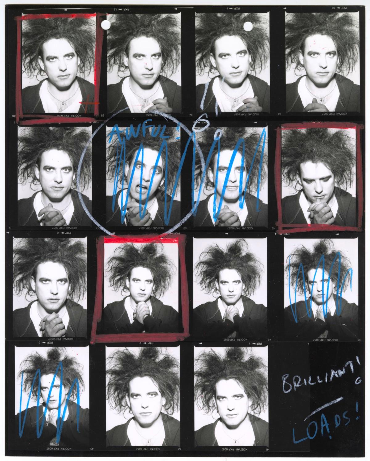 A fine art contact sheet print of Robert Smith, The Cure showing 15 different images.