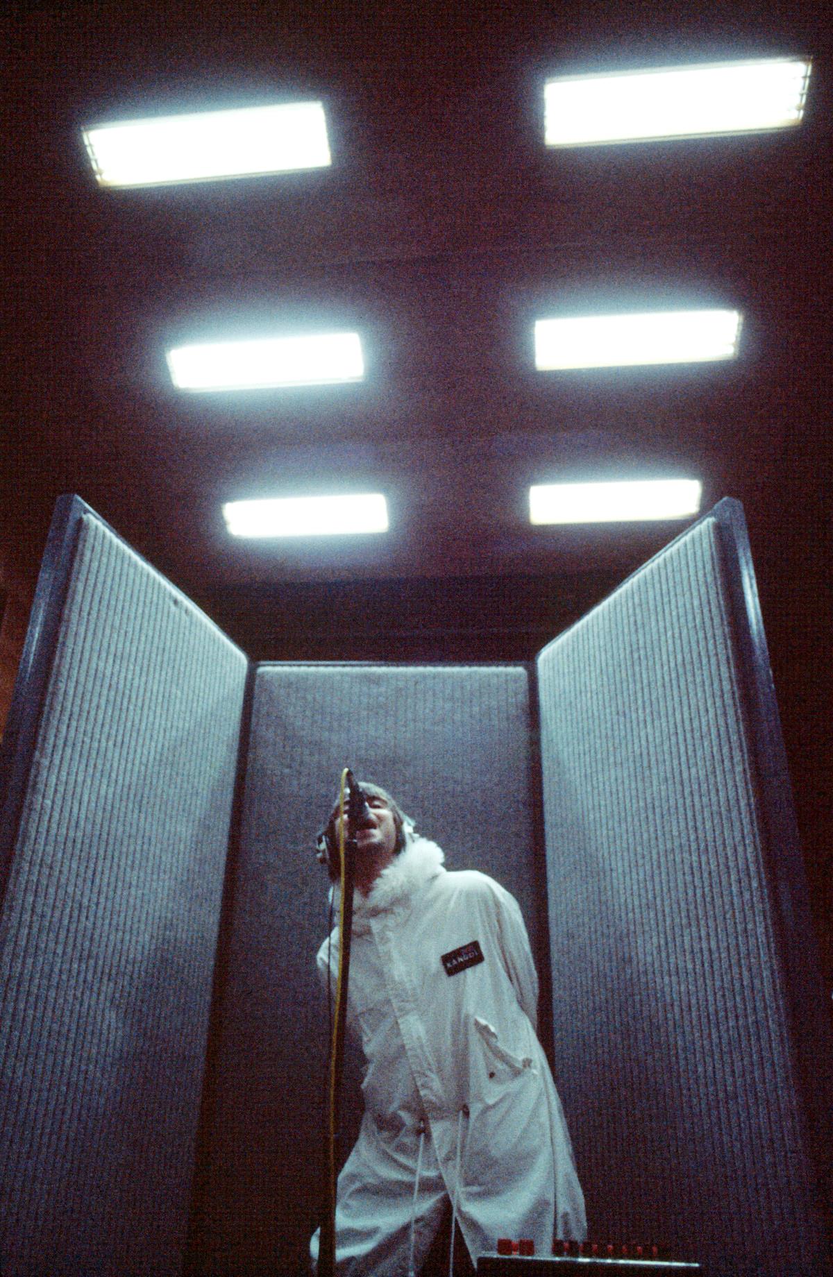 A limited edition printb of Liam Gallagher, Oasis recording at Olympic Studios in 2001.