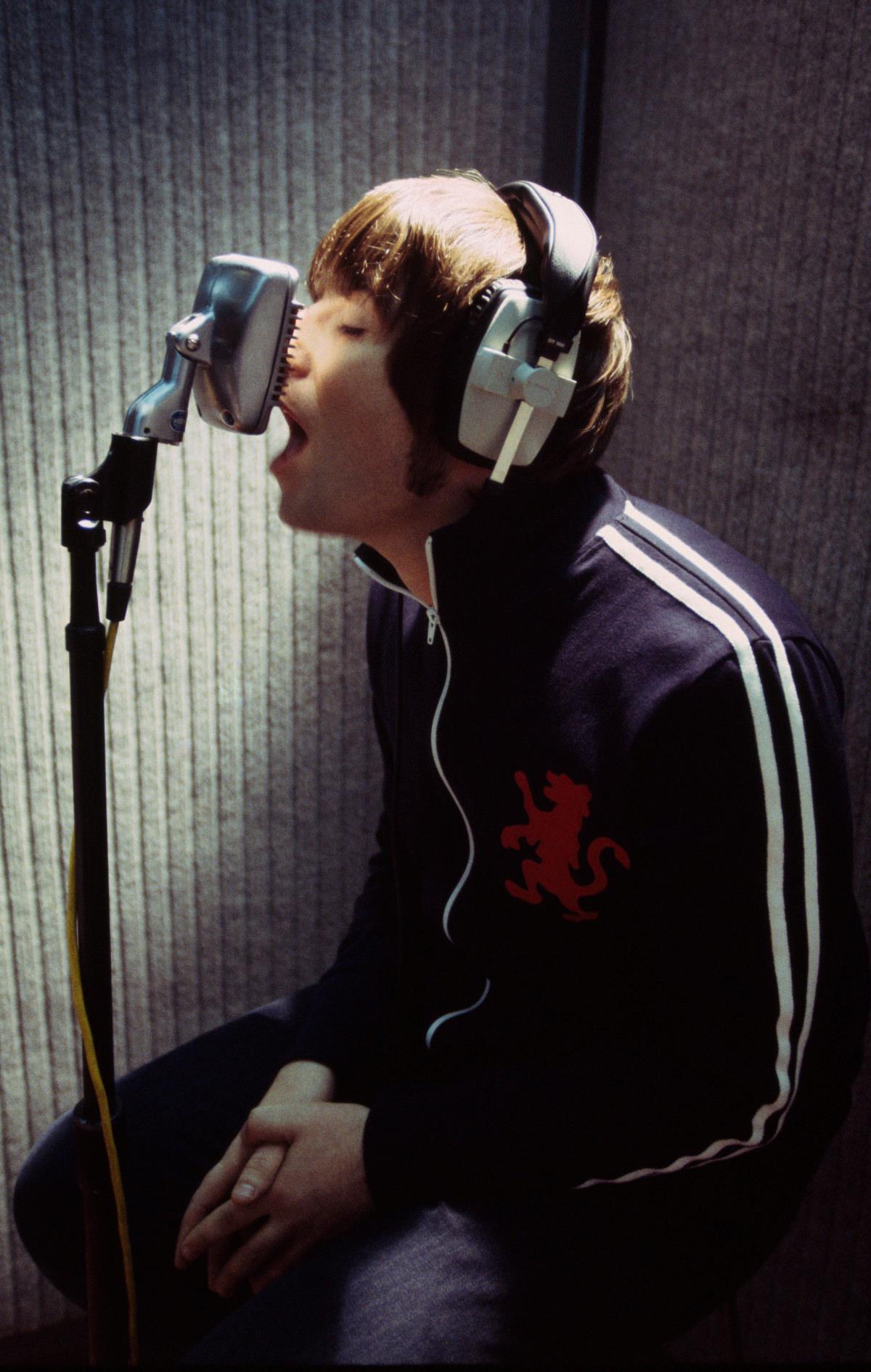 A limited edition Rockarchive print of Liam Gallagher, Oasis recording at Olympic Studios in 2001.