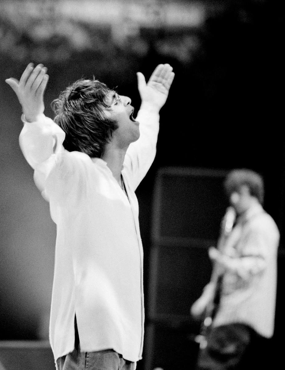 A limited edition print of Liam Gallagher, Oasis photographed at Maine Road, Manchester in 1996.in 